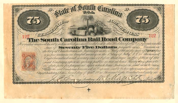 South Carolina Railroad Co. - Bond